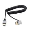 RIIEYOCA 90 Degree Down Angle UHD 4K HDTV Male to HDTV Male 18Gbps 2.0 Extender Coiled Cable Supports 4K@60Hz,1080p,ARC,3D,for Blu-ray Players,DVRs,HDTV,Roku Ultra Stretchable to 1.5M/5FT view 1
