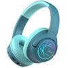 iClever Kids Bluetooth Headphones with LED Lights, BTH18 Safe Volume 74/85dBA, 43H Playtime, Bluetooth5.3 Kids Headphones Wireless Aux Cord for iPad/Tablet/Travel/School, Green view 1