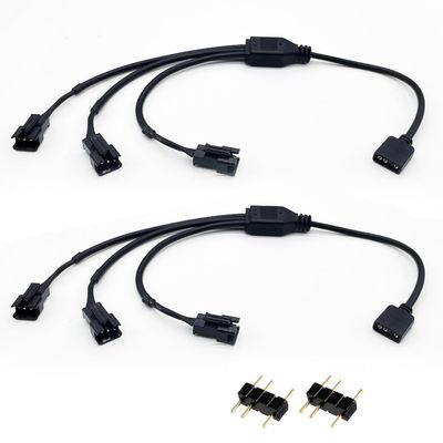 1-to-3 ARGB Splitter Cable, 5V 3-pin to JST SM 3Pin Male Adapter Cable, 5V 3-Pin Digital Addressable RGB Splitter Cable, 1 to 3 Male ARGB Cable, 11.8 Inches, 2-Pack