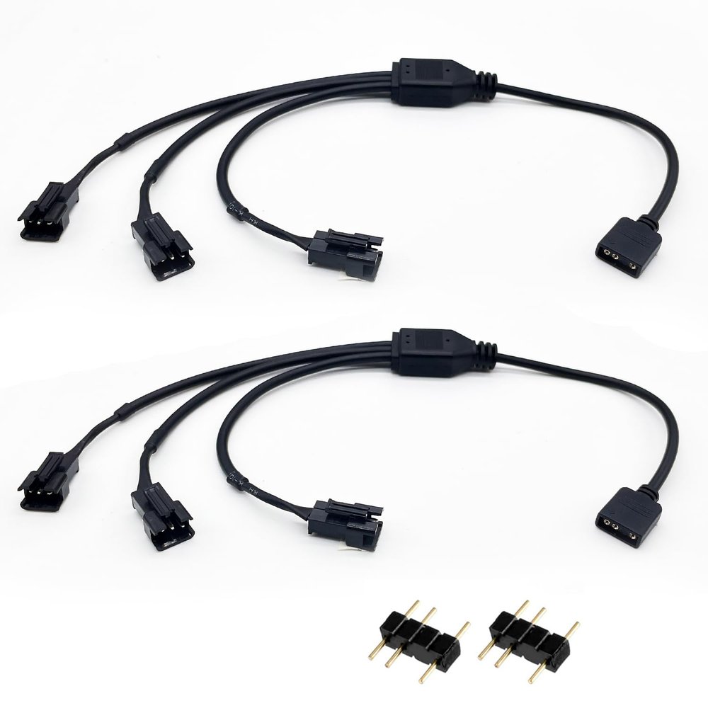 1-to-3 ARGB Splitter Cable, 5V 3-pin to JST SM 3Pin Male Adapter Cable, 5V 3-Pin Digital Addressable RGB Splitter Cable, 1 to 3 Male ARGB Cable, 11.8 Inches, 2-Pack