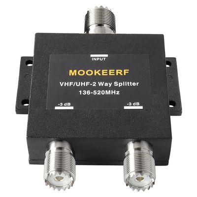MOOKEERF 2 Way Splitter UHF Female (SO239) Connector 50 Ohm VHF/UHF Splitter for 136/520MHz Two Way/Amateur/Ham/CB Radio (NOT for TV)