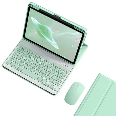 KMXDD Keyboard Case Mouse Compatible with iPad Air 11 inch M2/ iPad Air 5th 4th Generation 10.9, iPad Pro 11" 4th 3rd 2nd 1st Gen Keyboard Case Color Keys Removable Keyboard (Mint Green)