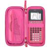 Mchoi Hard Case Suitable for Texas Instruments TI-84 Plus CE/TI-83 Plus/TI-84 Plus CE/TI-83 Plus/Casio fx-9750GIII Graphing Calculator, Extra Pocket for USB Cables, Manual, Pencil, Ruler, Pink view 2
