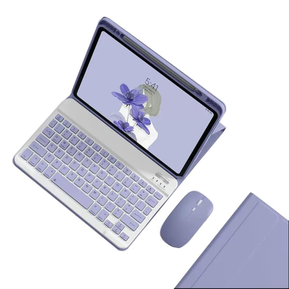 KMXDD Keyboard Case Mouse Compatible with iPad 9th 8th 7th Generation 10.2 inch iPad Air 3rd Gen iPad Pro 10.5 inch Keyboard Case Color Keys Removable Keyboard (Purple)