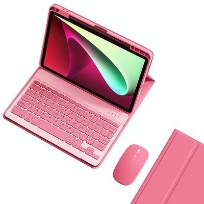 KMXDD Keyboard Case Mouse Compatible with iPad Air 11 inch M2/ iPad Air 5th 4th Generation 10.9, iPad Pro 11" 4th 3rd 2nd 1st Gen Keyboard Case Color Keys Removable Keyboard (Begonia Red)
