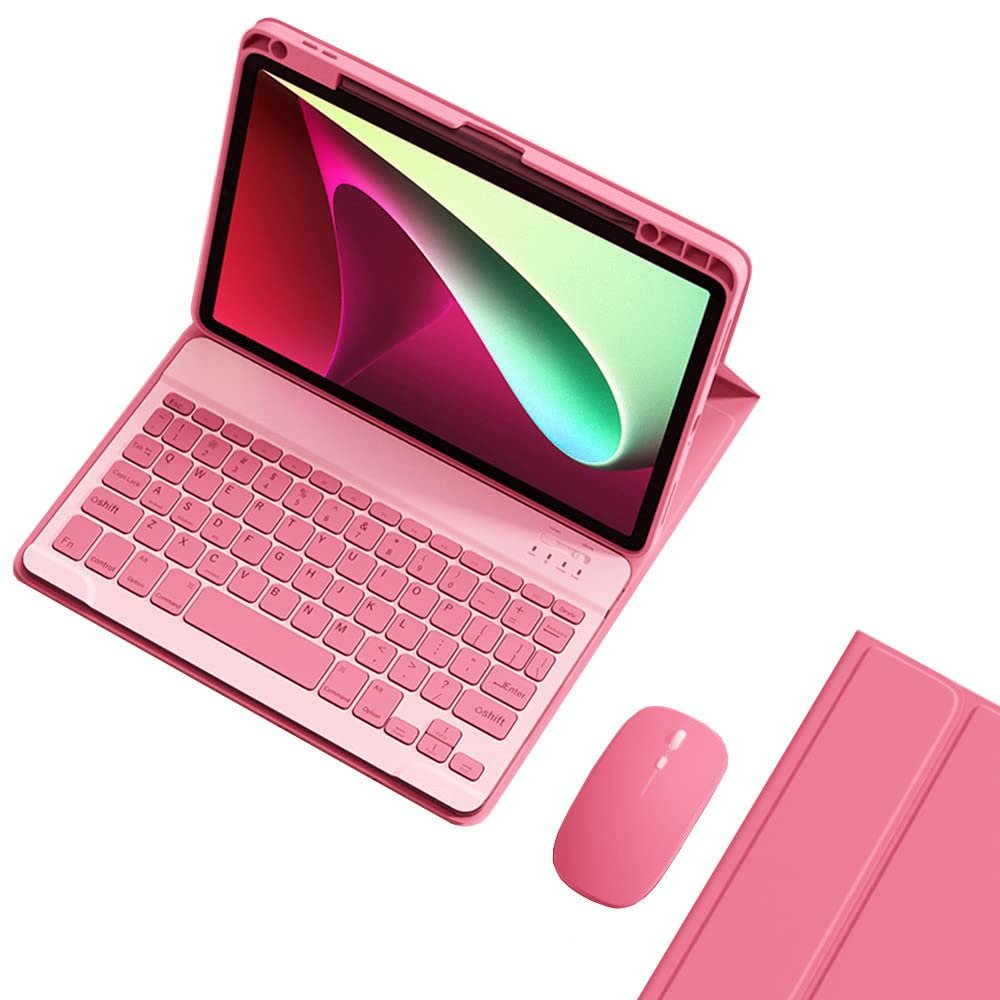 KMXDD Keyboard Case Mouse Compatible with iPad Air 11 inch M2/ iPad Air 5th 4th Generation 10.9, iPad Pro 11" 4th 3rd 2nd 1st Gen Keyboard Case Color Keys Removable Keyboard (Begonia Red)