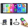 6.9 inch Single Din Car Stereo Upgrade Wireless Apple Carplay,Hikity 1280 * 480 IPS Touch Screen Car Radio Bluetooth 5.1 Wireless Android Auto,Car Audio Receiver EQ FM 2USB SWC+Backup Camera view 1
