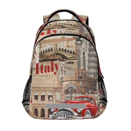 ALAZA Italy Vintage Poster Backpack for Students Boys Girls School Bag Travel Daypack
