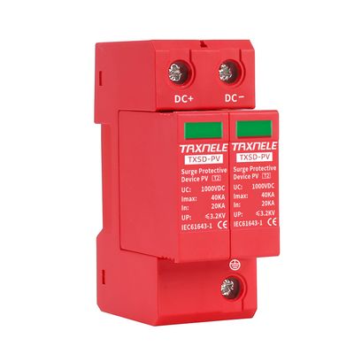 Surge Protective Arrester Device Rail Installation 2P DC SPD 1000V 600V Photovoltaic Lightning Protector House Surge Protective Low-Voltage Arrester Device 40KA (DC 1000V)