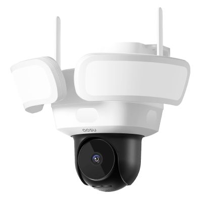 aosu Floodlight Camera Wired, 3K UHD Security Camera Outdoor, 360 Coverage Surveillance, 24/7 Recording, Motion Detection, 2600-Lumen Motion-Activated Floodlight, Color Night Vision