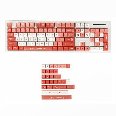 1.6mm Thickness Strawberry Ice Cream MDA Profile Dye Sub Keycaps Ergonomic PBT Keyset for TKL 61 64 68 75 87 96 104 GMMK MX Keyboard