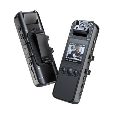 RERBO Wearable Body Camera, Portable Small Body Cam with 180 Rotatable Lens and Night Vision, Body Mounted Camera with Audio Video Recording and Alarm for Daily Records(Include 64GB Card)