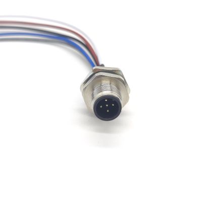M12 5 Pin Male Connector Cable, A Coded Straight Back Mount Cable Waterproof Male Aviation Socket UnShielded Electrical Cable IP67 Sensor Receptacle0.5Meter