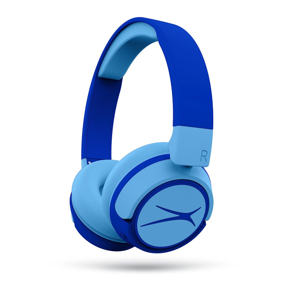 Altec Lansing Kid Safe 2-in-1 Wireless Bluetooth Headphones - Crystal Clear Sound, Safe Volume Limiting, Foldable Design - Enjoy Audio and Protect Your Child's Hearing (Hero Blue)