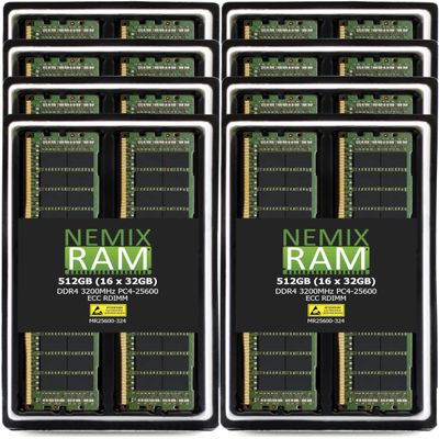 NEMIX RAM 512GB (16X32GB) DDR4 3200MHZ PC4-25600 2Rx4 1.2V CL22 288-PIN ECC RDIMM Registered Server Memory KIT