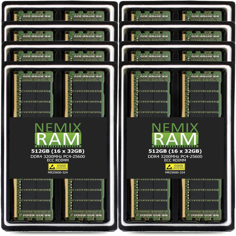 NEMIX RAM 512GB (16X32GB) DDR4 3200MHZ PC4-25600 2Rx4 1.2V CL22 288-PIN ECC RDIMM Registered Server Memory KIT