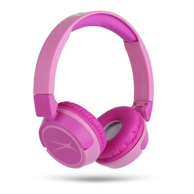 Altec Lansing Kid Safe 2-in-1 Wireless Bluetooth Headphones - Crystal Clear Sound, Safe Volume Limiting, Foldable Design - Enjoy Audio and Protect Your Child's Hearing (Princess Pink)