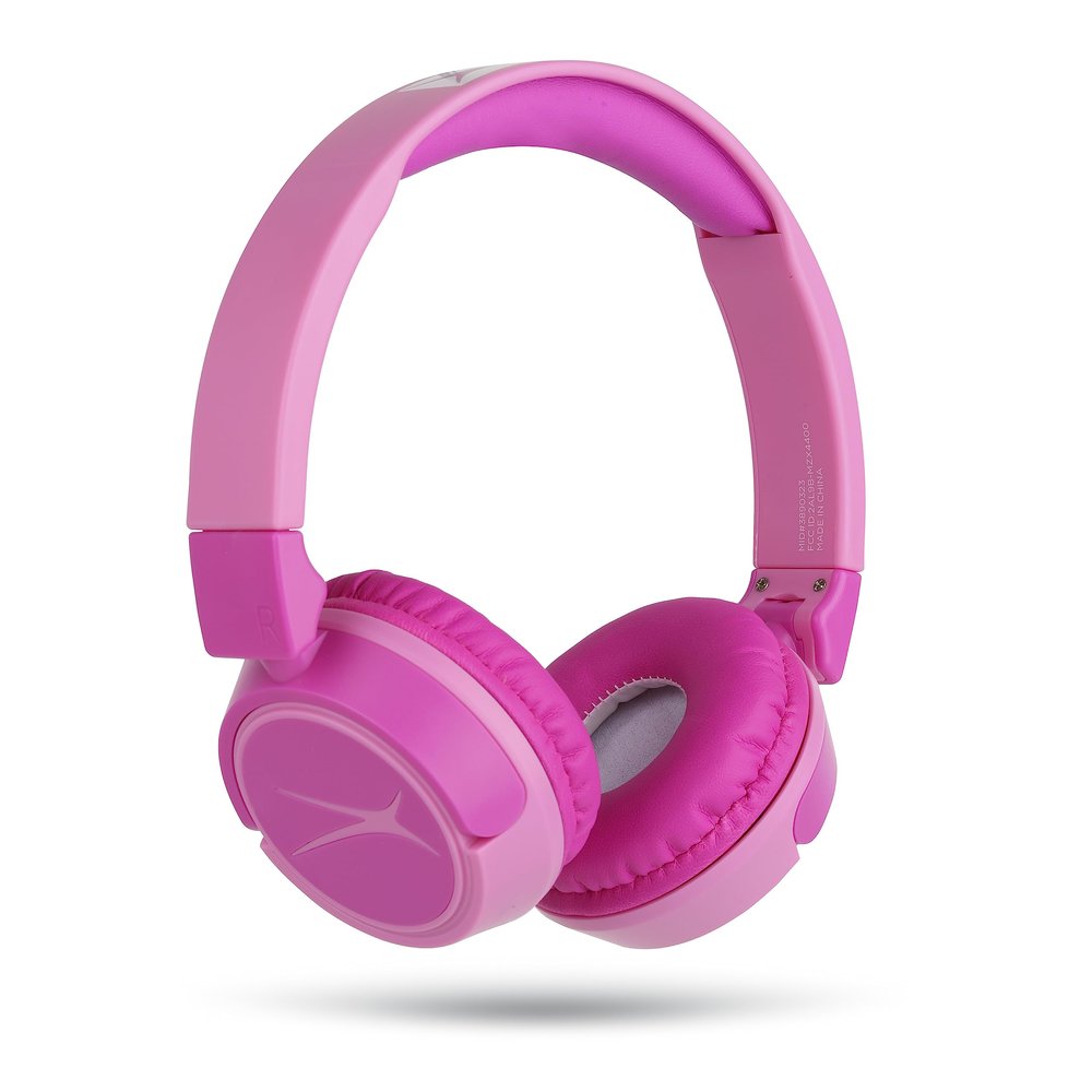 Altec Lansing Kid Safe 2-in-1 Wireless Bluetooth Headphones - Crystal Clear Sound, Safe Volume Limiting, Foldable Design - Enjoy Audio and Protect Your Child's Hearing (Princess Pink)
