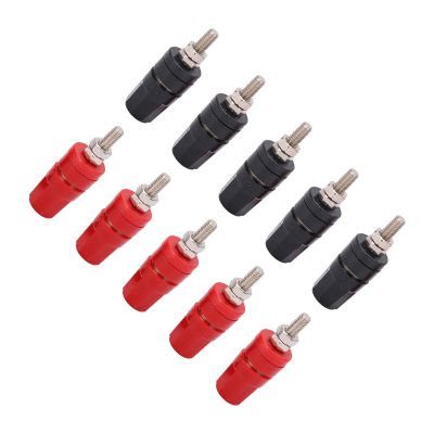 Banana Plug Socket Binding Post 4.0mm 5 Pairs M4 Thread Gold Plated Closed Screw Speaker Wire Compatible Home Theater Wall Plates