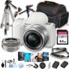 Sony ZV-E10 (White) Mirrorless Camera with 16-50mm Lens + 64GB Memory + Case+ Steady Grip Pod + Tripod+ Software Pack + More (30pc Bundle) (Renewed) view 1