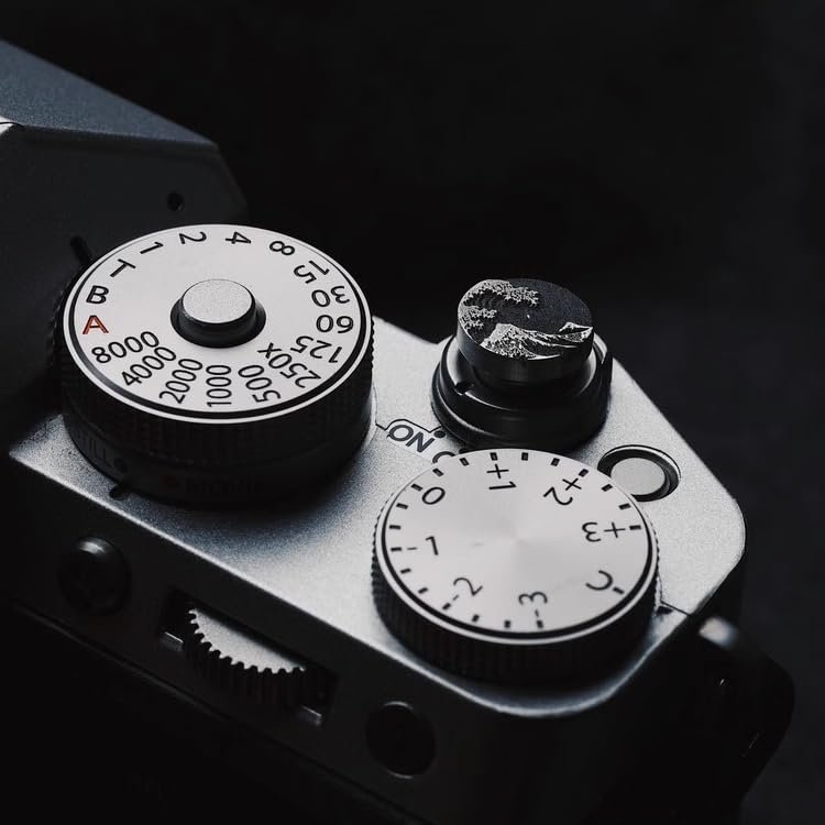 Shutter Button, Handmade, Aluminium Alloy, Shutter Release Button Compatible with Fujifilm Camera, Release Button Replacement (Great Wave Off Kanagawa)