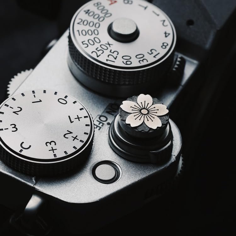 Shutter Button, Handmade, Aluminium Alloy, Shutter Release Button Compatible with Fujifilm Camera, Release Button Replacement (Metal-Flower)