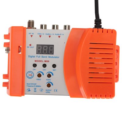 AV to RF Modulator Supports VHF UHF PAL NTSC TV Link Modulator with Digital Display, Easy Installation and Simple (US Plug)