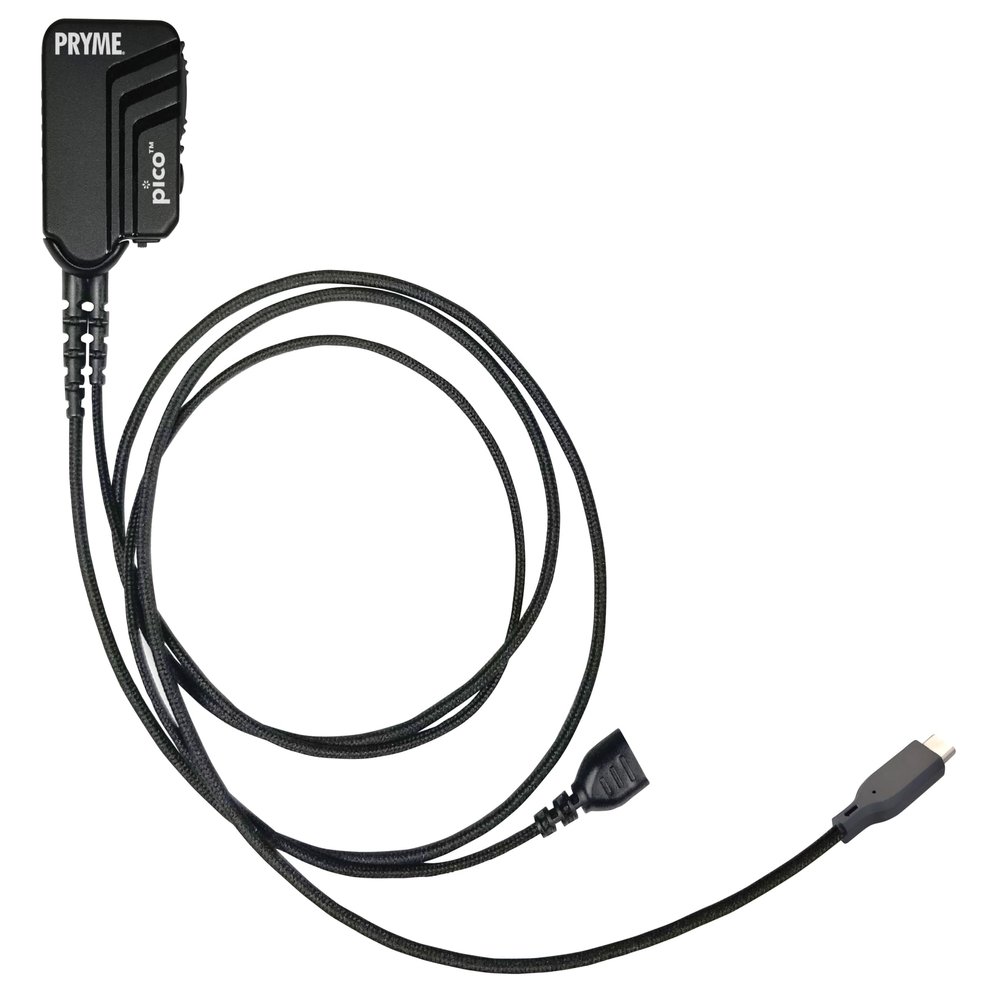PRYME PICO with USB-C Connector Lapel Mic Kit with Smart PTT Button and Braided Fiber with Noise Reducing Mic Element for Cellphones and Tablets (Earphone Not Included) - PICO-USBC-BF