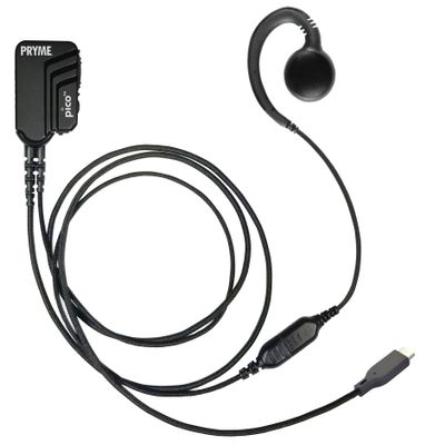 PRYME PICO (PICO-USBC-GH) with USB-C Connector Lapel Mic Kit with Smart PTT Button and Braided Fiber with Noise Reducing Mic Element for Cellphones and Tablets - Includes G-Ring Swivel Earphone