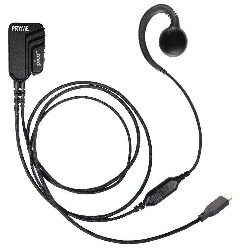 PRYME PICO (PICO-USBC-GH) with USB-C Connector Lapel Mic Kit with Smart PTT Button and Braided Fiber with Noise Reducing Mic Element for Cellphones and Tablets - Includes G-Ring Swivel Earphone