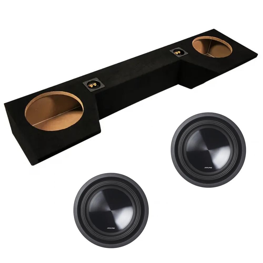 American Sound Connection ASC Dual 10 inch Sub Box Compatible with Dodge Ram Quad Cab Truck 2019-2025 Bundle with W10S4 Subwoofer