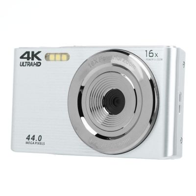 16X Digital Zoom Camera, Portable Shock Proof 2.8in Screen Built in Fill Light 4K Camera Plastic Housing 44MP for Photography (Silver)