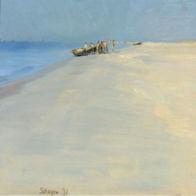 Fishermen on the Beach at Skagen : Peder Severin : Archival Quality Art Print