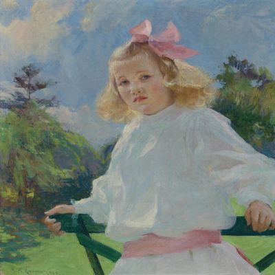Girl with Pink Bow : 1905 : Frank Weston Benson : Art Quality Art Print
