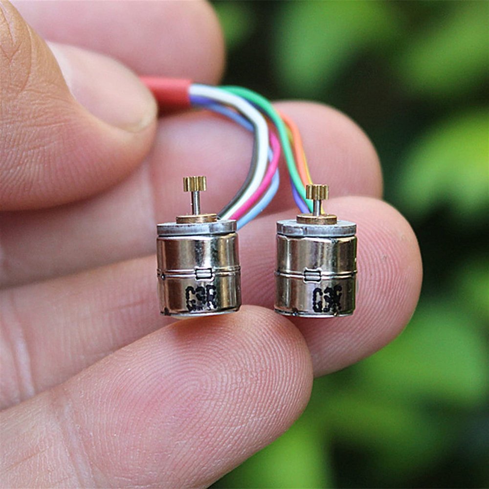 GTPBAO Power Science A Pair Small 8mm Stepper Motor Electric 2-Phase 4-Wire Step Motor, Micro Mini Stepper Motor with Precision Copper Gear and Connecting Wire Engine Projects