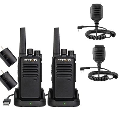 Retevis RT68 Walkie Talkies Rechargeable,Portable FRS Two-Way Radios for Adults,Heavy Duty 2 Way Radios Long Range,USB Charging Base(2 Pack),Retevis IP54 Waterproof Shoulder Speaker Mic(2 Pack)