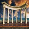 BELECO 7x5ft Fabric Ancient Greek Ruins Photography Backdrop Greek Columns Against Sea and Sky Historical Sites Background European Greek Travel Party Decoration Photo Booth Studio Props view 1