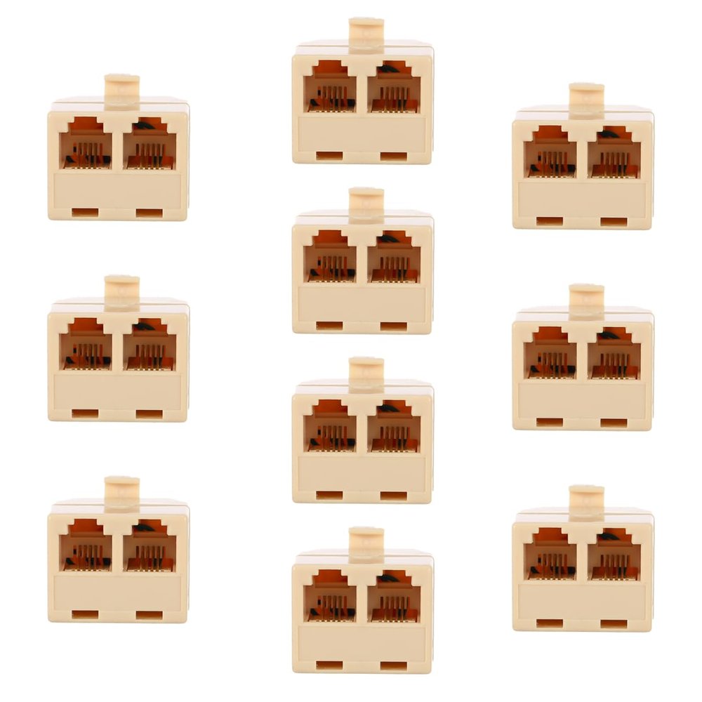 Hemobllo Phone Line Splitter - 10 Pcs RJ11 Splitter 1 to 2 Dual Phone Jack Adapter for Landline Male to Dual Female Tele Adapter Converter