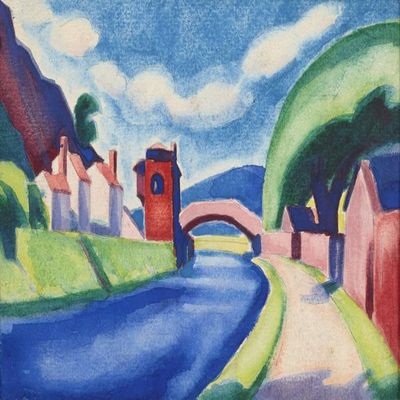 Oscar Bluemner : Canal at DL & W Railroad, Paterson Station : Archival Art Print