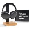 COREMINDED Universal Headphone Stand for Desk, Solid Wood Gaming Headset Stand, Heavy Duty Wooden Headphones Holder, Compatible with Airpods Max and More
