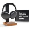 COREMINDED Universal Headphone Stand for Desk, Solid Wood Gaming Headset Stand, Heavy Duty Wooden Headphones Holder, Compatible with Airpods Max and More view 1