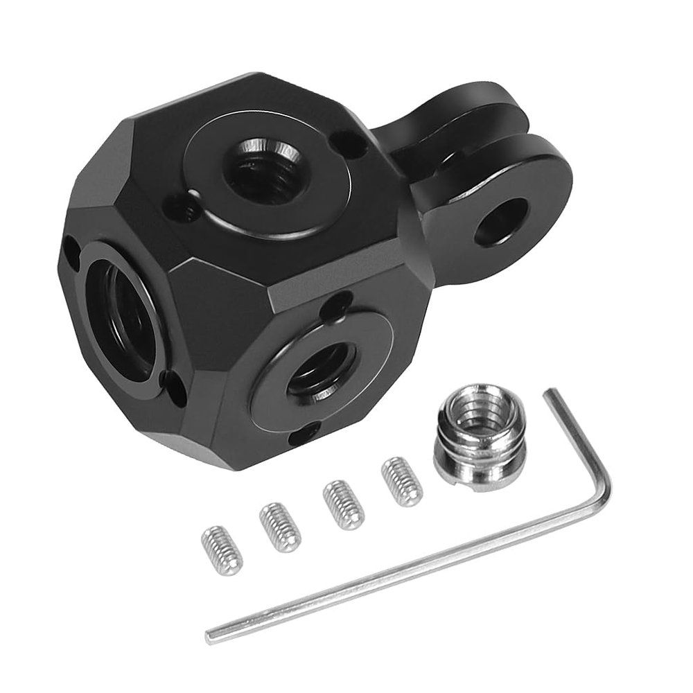 FEICHAO Camera PTZ Multi-Screw Hole 1/4 3/8 Compatible with Hero 13 Action Camera Tripod Magic Arm Selfie Stick Microphone Fill Light (2-Slot Adapter)
