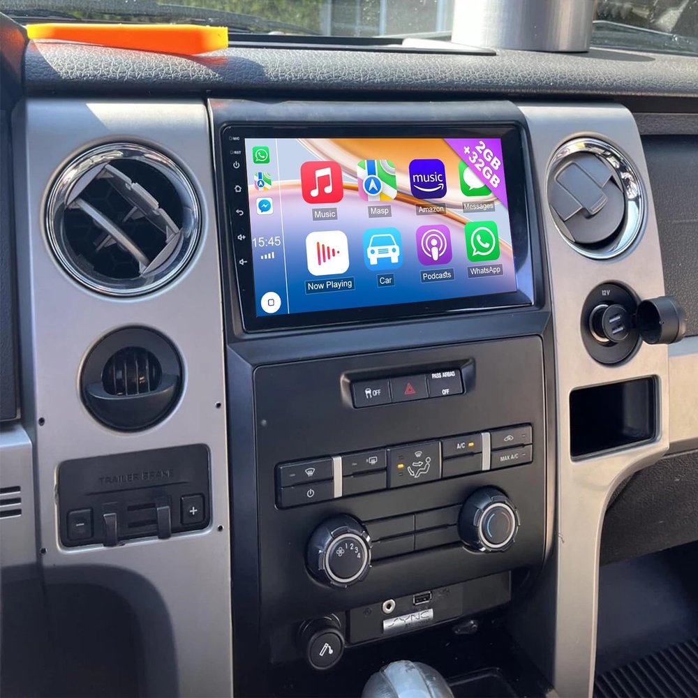 Car Radio Stereo for Ford F150 2009-2014 Android 13 9 Inch Screen Car in-Dash GPS Navigation RAM 2GB ROM 32GB Wireless Carplay WiFi Free Camera