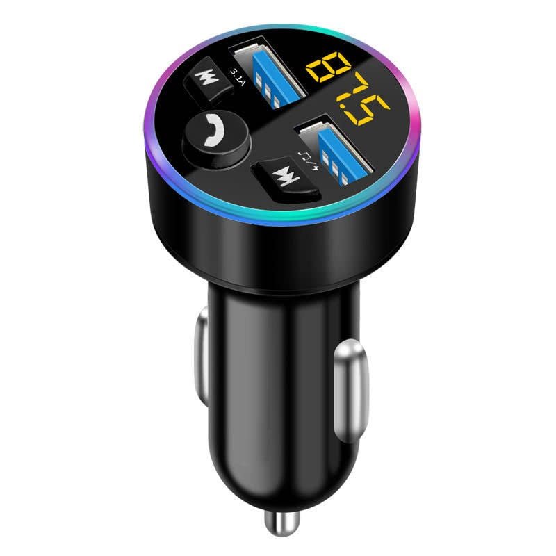 FM Transmitter, Bluetooth 5.0 Car Radio Audio Adapter MP3 Player With Dual USB Charger for Phone and Tablets