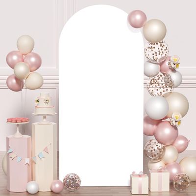 Spandex Wedding Arch Cover Fabric White Fitted Arch Cover 6.6FT Chiara Backdrop 2-Sided Arch Covers Stretchy Backdrop for Wall Arbors Arched Cover for Birthday Party