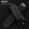 Abanen Quick Fit 26mm Leather Watch Bands for Garmin Instinct 2X / Fenix 7X / Fenix 6X / Fenix 5X, Fiber Leather with Silicone Lining Stitches Soft Sweat-proof Wrist Strap for EPIX Pro 51mm (Black) view 2