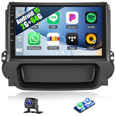 2G+64G Android 15 Car Stereo for Chevrolet Chevy Malibu 2009-2014 with Wireless Apple Carplay Android Auto,9'' HD Touchscreen Car Radio with Mirror link WiFi GPS Bluetooth FM/RDS Radio SWC+Rear Camera