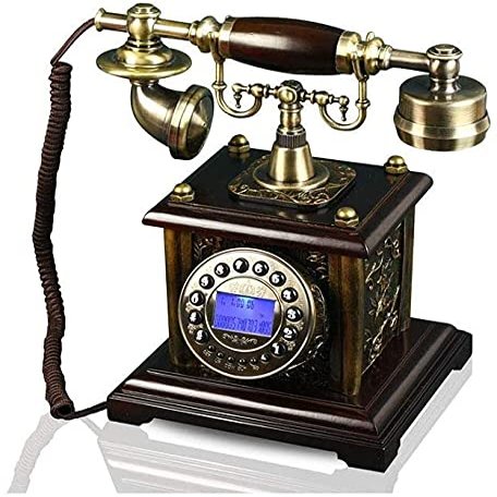 Classic European Retro Landline Telephone Phone Home Retro Engraving Jinhua Button Dial with Display Landline Phone (Color : A)