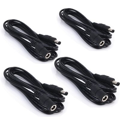 4pcs/pack2m/6.56ft Black 5.5mm x 2.1mm DC Plug Extension Cable DC Extension Cable for Power Adapter, 12v dc Extension 5.5mm x 2.1mm Extension