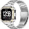 HASLFM Stainless Steel Watch Bands with Case Compatible for Fitbit Versa 4/Versa 3/Versa 2/Versa 1/Fitbit Versa Lite/Fitbit Sense 2/Sense 1,Rugged Metal Strap for Men with Protector Case Bumper Cover view 1
